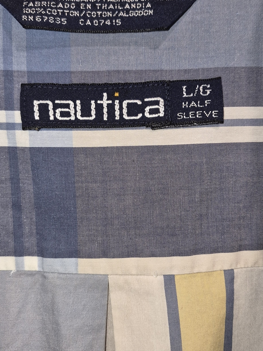 Nautica Blue Plaid Half Sleeve Shirt